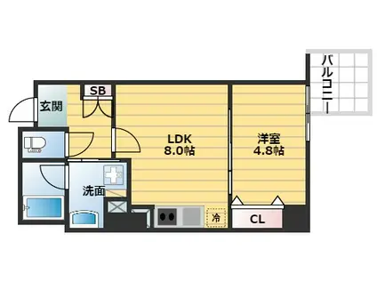 RISING MAISON 本町橋 旧レオンコンフォート本町橋(1LDK/2階)の間取り写真