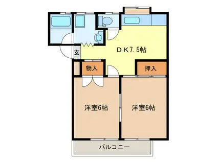 リバーサイド・クサカワ(2DK/2階)の間取り写真