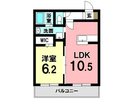 アチェーロ土岐口(1LDK/2階)の間取り写真