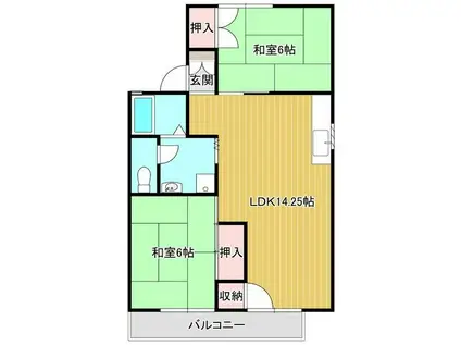 ハイツラポール(2LDK/2階)の間取り写真