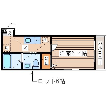 STAGE宮町(1K/2階)の間取り写真