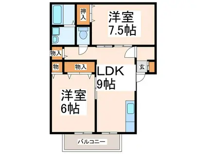 サンシャインステージ尾ノ上(2LDK/2階)の間取り写真