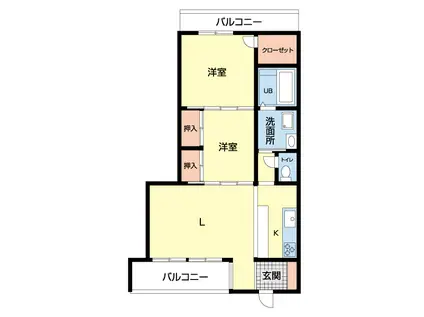 SMSビル(2LDK/2階)の間取り写真