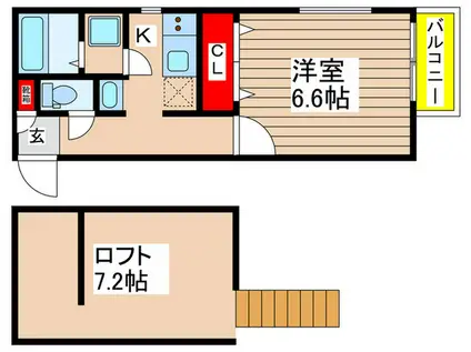 グランニール稲毛東II(1K/3階)の間取り写真
