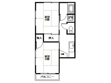 齊藤ハイツ(2K/2階)の間取り写真