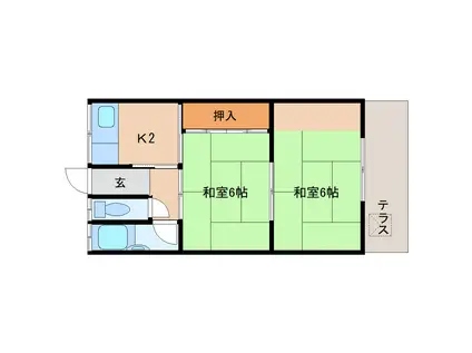 平和マンション(2K/1階)の間取り写真