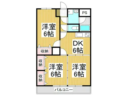 ガーデン・ハイム樗1番館(3DK/1階)の間取り写真