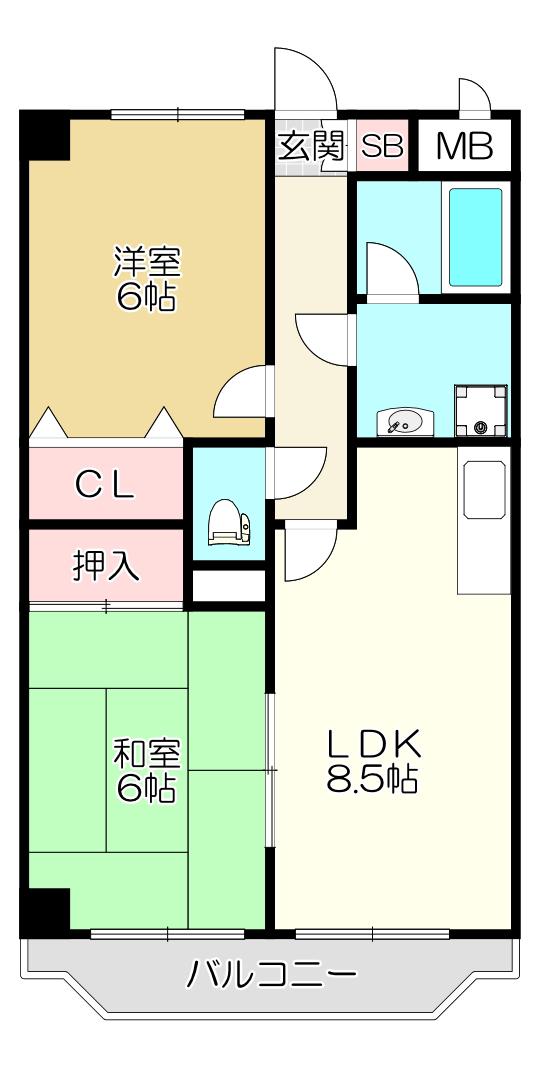 パルティグ(2LDK/4階)の間取り写真