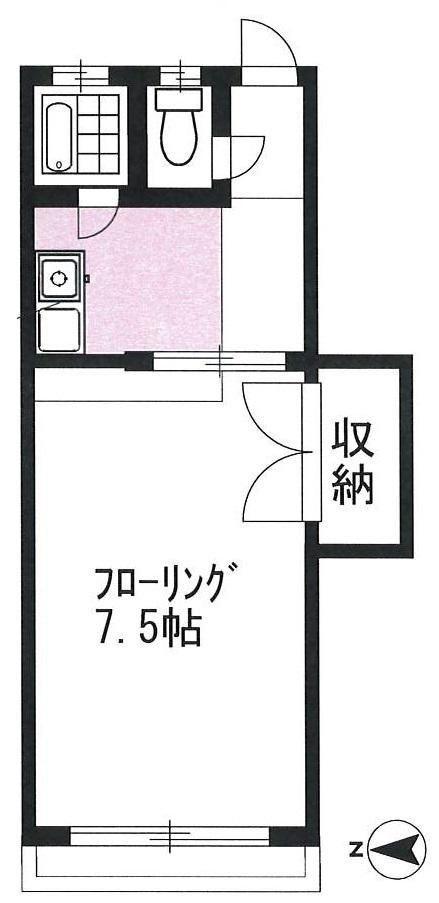 加藤荘(1K/2階)の間取り写真