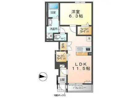 スキャリオン(1LDK/1階)の間取り写真