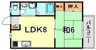 メゾン桜木(1LDK/1階)の間取り写真