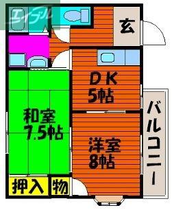 ベルメゾンミキI(2DK/2階)の間取り写真