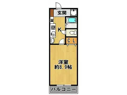 ソレアード広野(1K/3階)の間取り写真