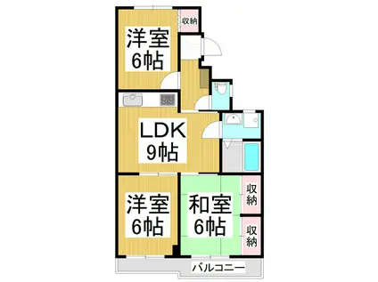 ホワイトハイツ 西館(3LDK/1階)の間取り写真
