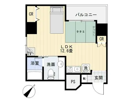 グランビア岡田(ワンルーム/6階)の間取り写真