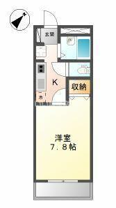 ディアタウンカワスミ(1K/2階)の間取り写真