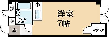 トライヤード(ワンルーム/3階)の間取り写真
