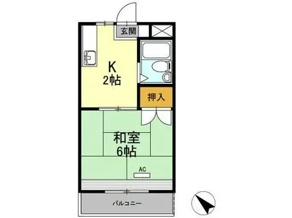 レイクグリーン三好 B棟(1K/2階)の間取り写真