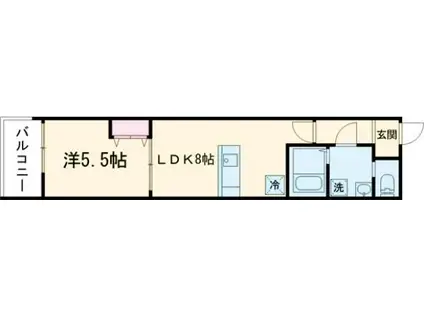 MELDIA福生III(1LDK/3階)の間取り写真