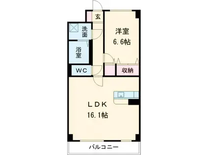 S-FORT宇都宮南大通(1LDK/10階)の間取り写真