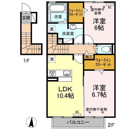 ルーチェソラーレ(2LDK/2階)の間取り写真