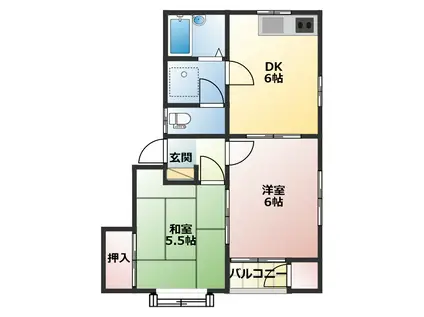 サントルモトミヤ E棟(2DK/1階)の間取り写真