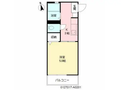 ジュネスコートA棟(1K/2階)の間取り写真