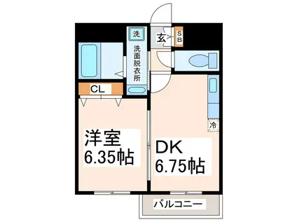 デリジェンテ大窪(1DK/2階)の間取り写真