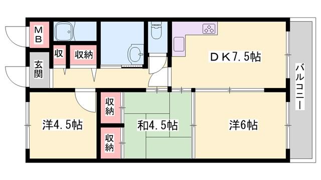 プチシャトウ(3DK/2階)の間取り写真