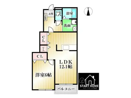 カトル・セゾンII(1LDK/1階)の間取り写真