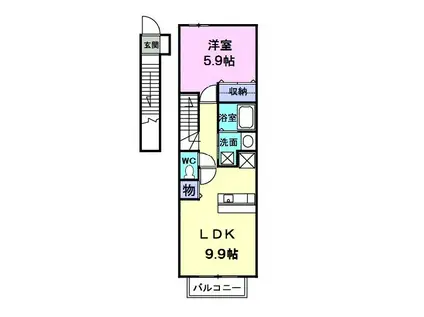 ジェンティーレ(1LDK/2階)の間取り写真