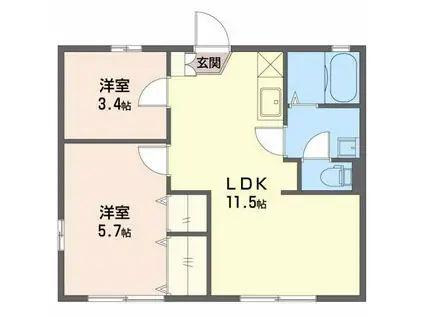 ルミエールタムラC(2LDK/1階)の間取り写真