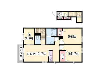 カーサ レジオS(3LDK/2階)の間取り写真