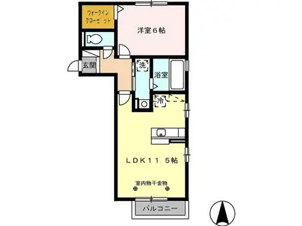 アルモニアII(1LDK/2階)の間取り写真