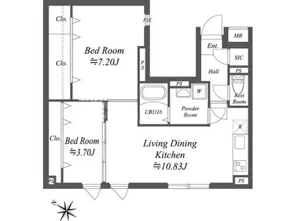 SOLASIA RESIDENCE南大塚(2LDK/5階)の間取り写真