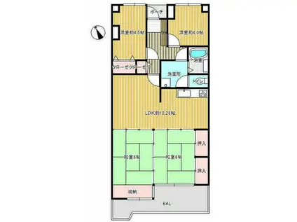 セントラルマンション(4LDK/2階)の間取り写真