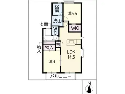 ST.MARINERS CRADLE A棟(2LDK/2階)の間取り写真