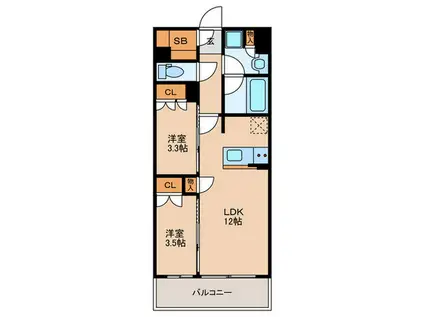 レーベン千代(2LDK/6階)の間取り写真