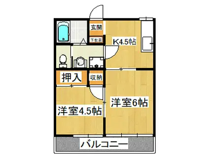 ミドリコーポ(2DK/1階)の間取り写真