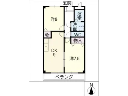 スプリームサンモール(2DK/3階)の間取り写真