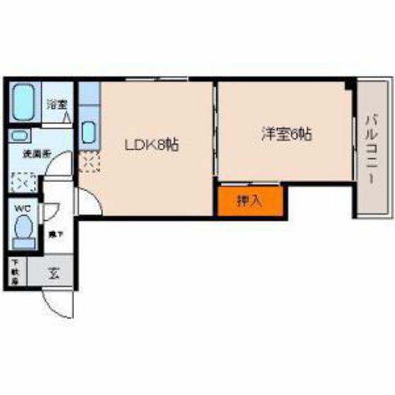 サンフローラ東町(1LDK/4階)の間取り写真