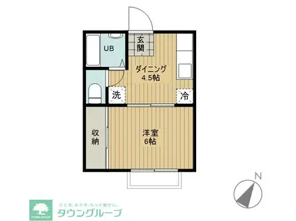 ウッディ6(1DK/2階)の間取り写真