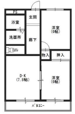 メゾン大半田(2DK/2階)の間取り写真