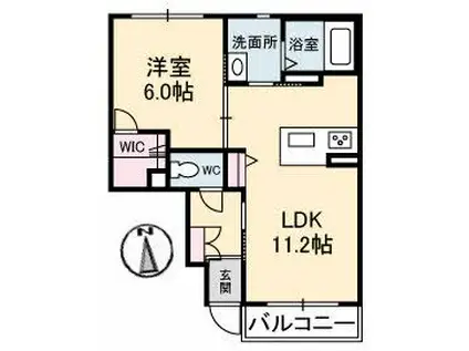 FLORA A棟(1LDK/1階)の間取り写真