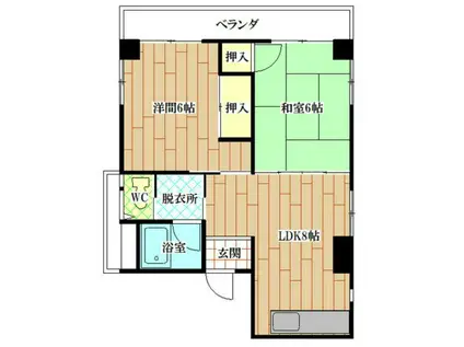 七条ハウス(2LDK/2階)の間取り写真