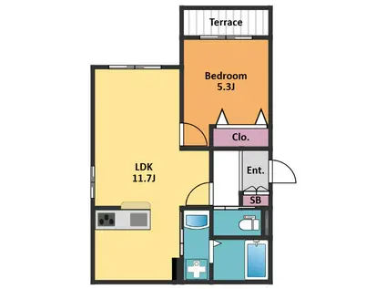 オーラム ブルーム豊玉(1LDK/1階)の間取り写真
