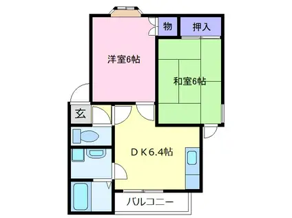 クライムハウス(2DK/2階)の間取り写真