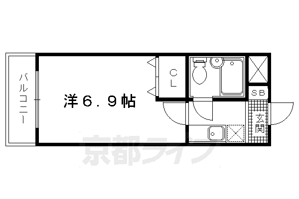 ルミエール末広(1K/2階)の間取り写真