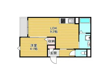 ティーズ岡上の町(1LDK/1階)の間取り写真