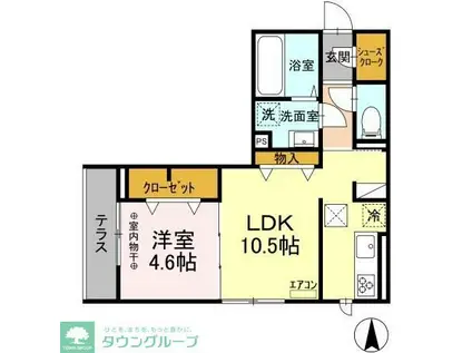 アベニール(1LDK/1階)の間取り写真